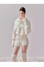Oversized Turtleneck Off-Shoulder Sweater & Skirt Set