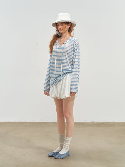White Ballet-style Puff Midi Skirt