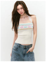 Floral Lace Off-Shoulder Bustier Vest