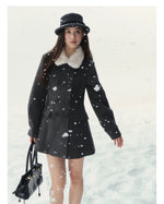 Double-Breasted Fur-Collar Coat Set