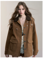 Brown Embellished Pocket Jacket
