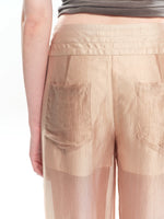 Champagne Acetate Sheer Straight Pants