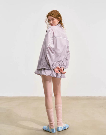 Lace‑Splice Sun Jacket &amp; Skirt Set