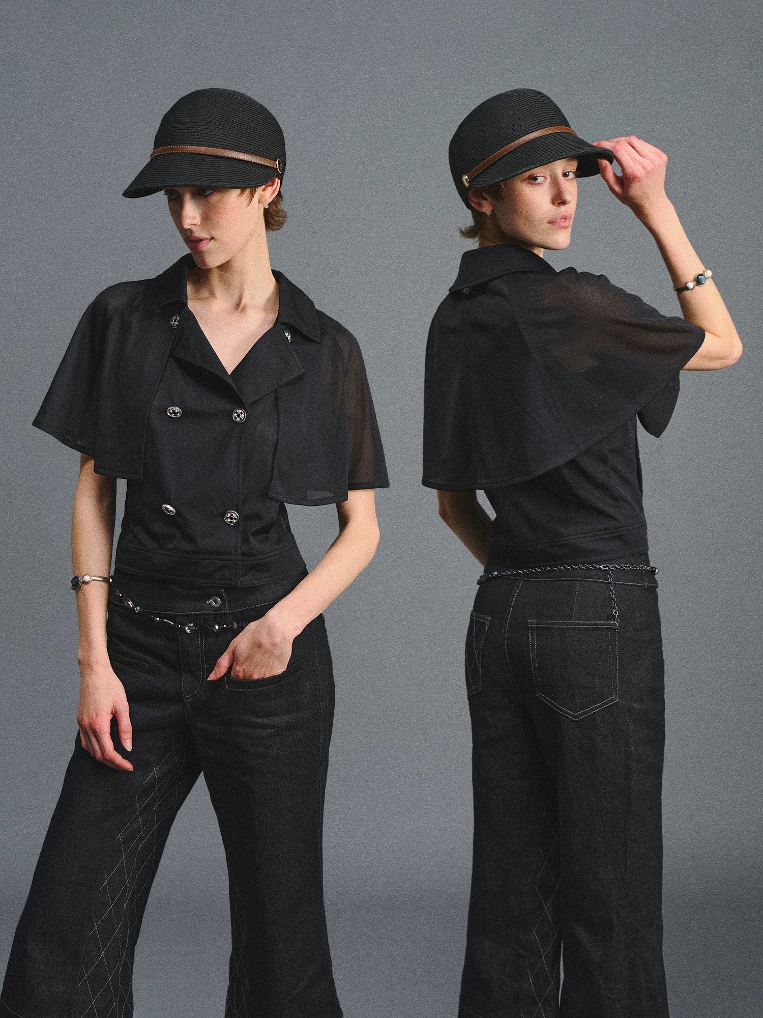 Detachable Cape Two-Piece Chiffon Top