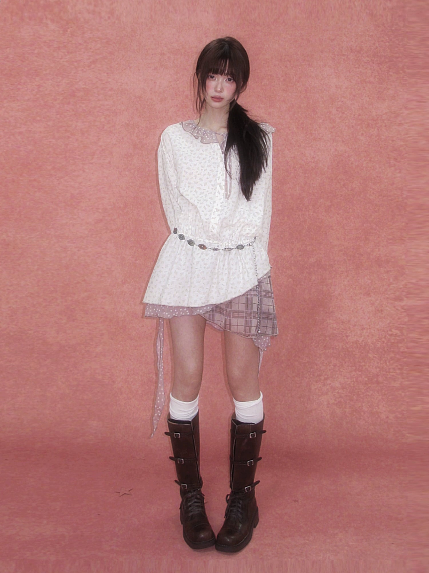 Patchwork Floral Plaid Dress