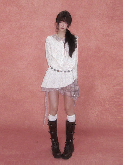 Patchwork Floral Plaid Dress