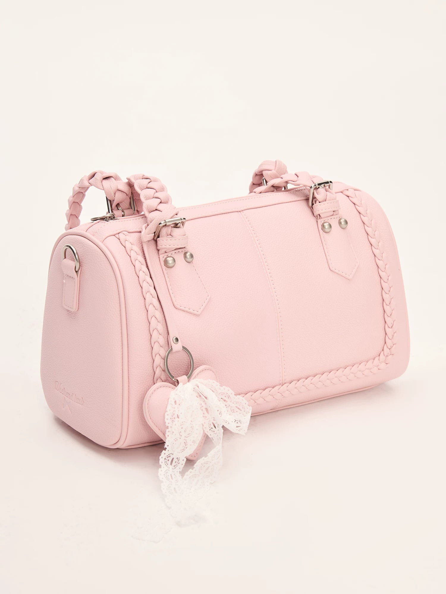 Pink Woven Shoulder Bag