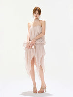 Pink Beaded Halter Dress