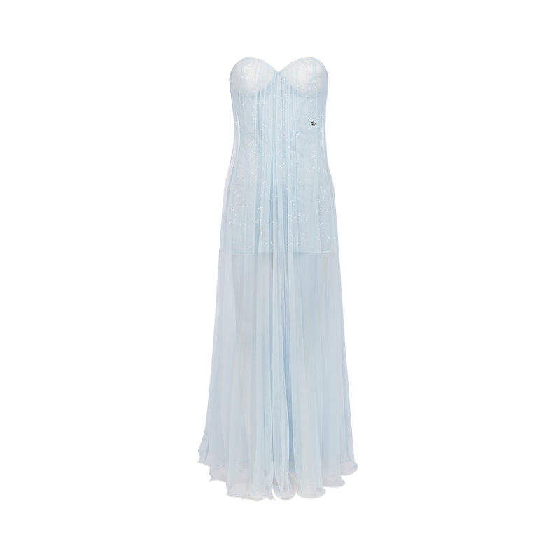 Thea Strapless Mesh Backless Dress