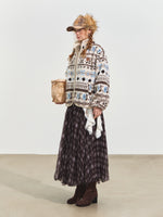 Jacquard Fleece High-neck Oversized Jacket