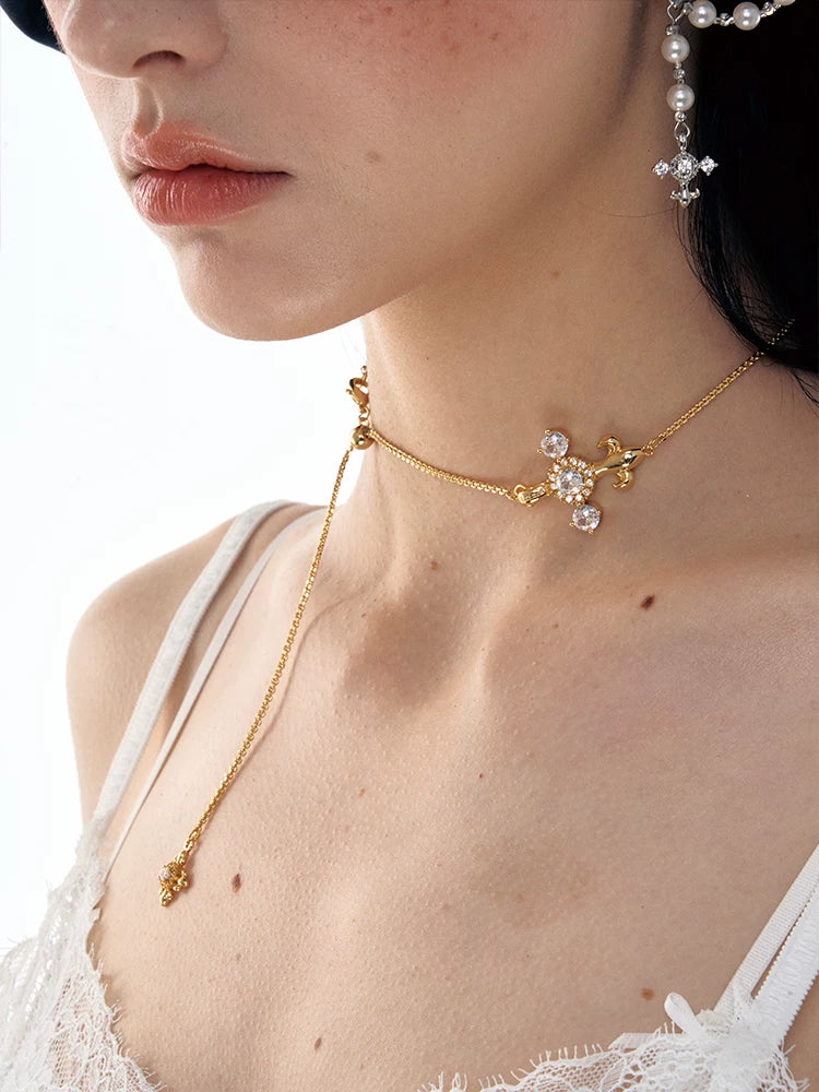 Iris Drawstring Zircon Necklace