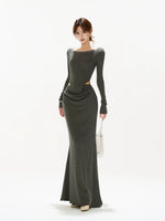 Ribbed Cutout Waist Dress
