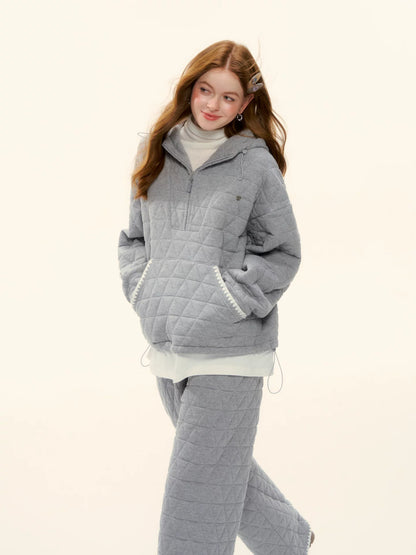 Quilted Shell Embroidery Hoodie Set