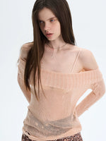 Pink Off-Shoulder Knit Top