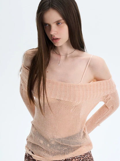 Pink Off-Shoulder Knit Top