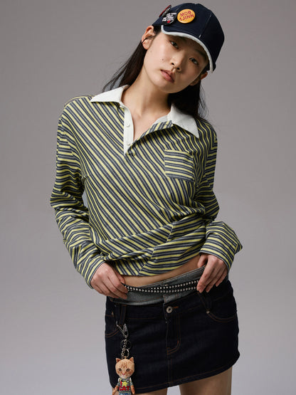 Fake Two-Piece Spliced Double Waistband Skirt