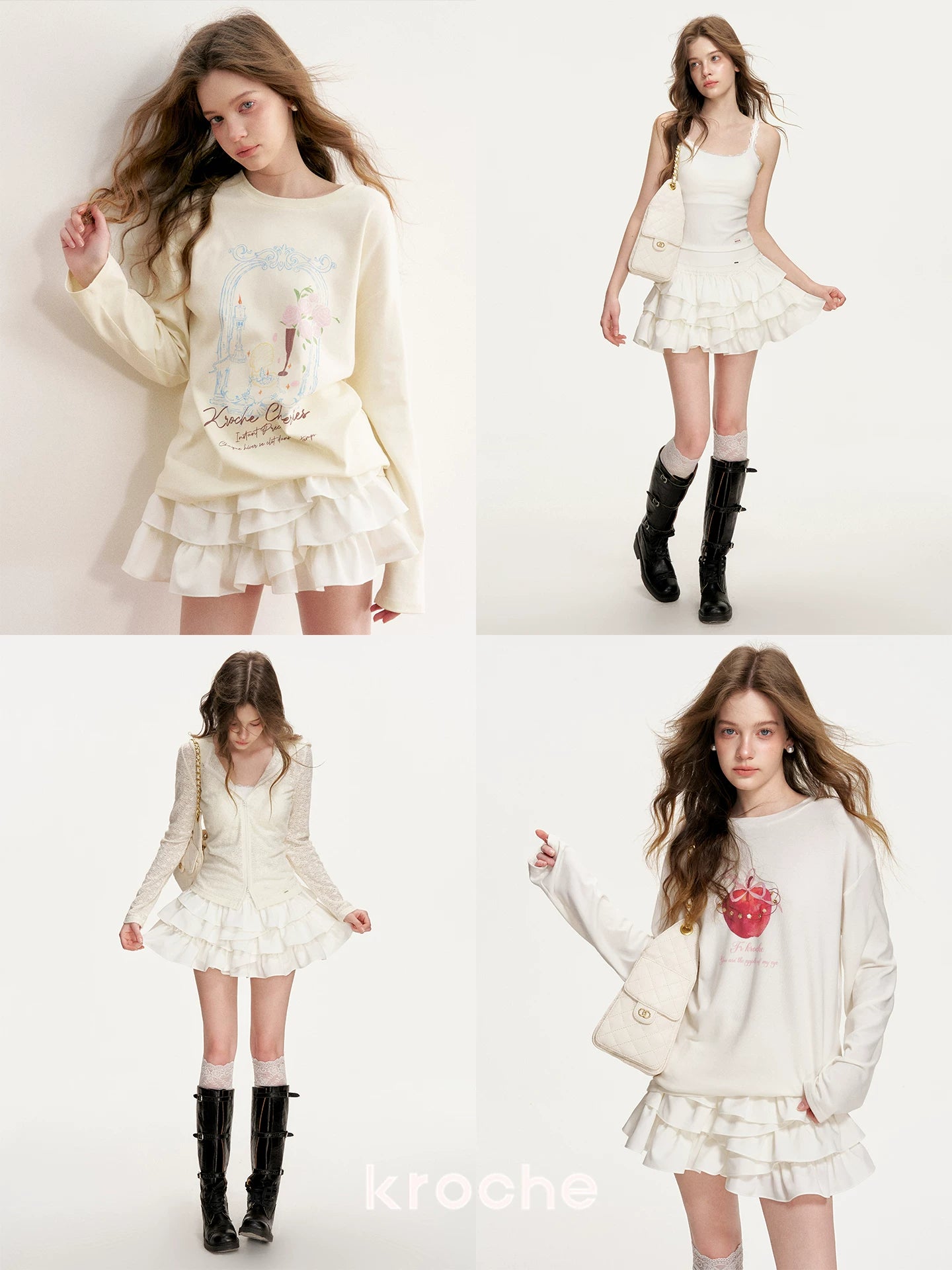 White Tiered A-Line Skirt