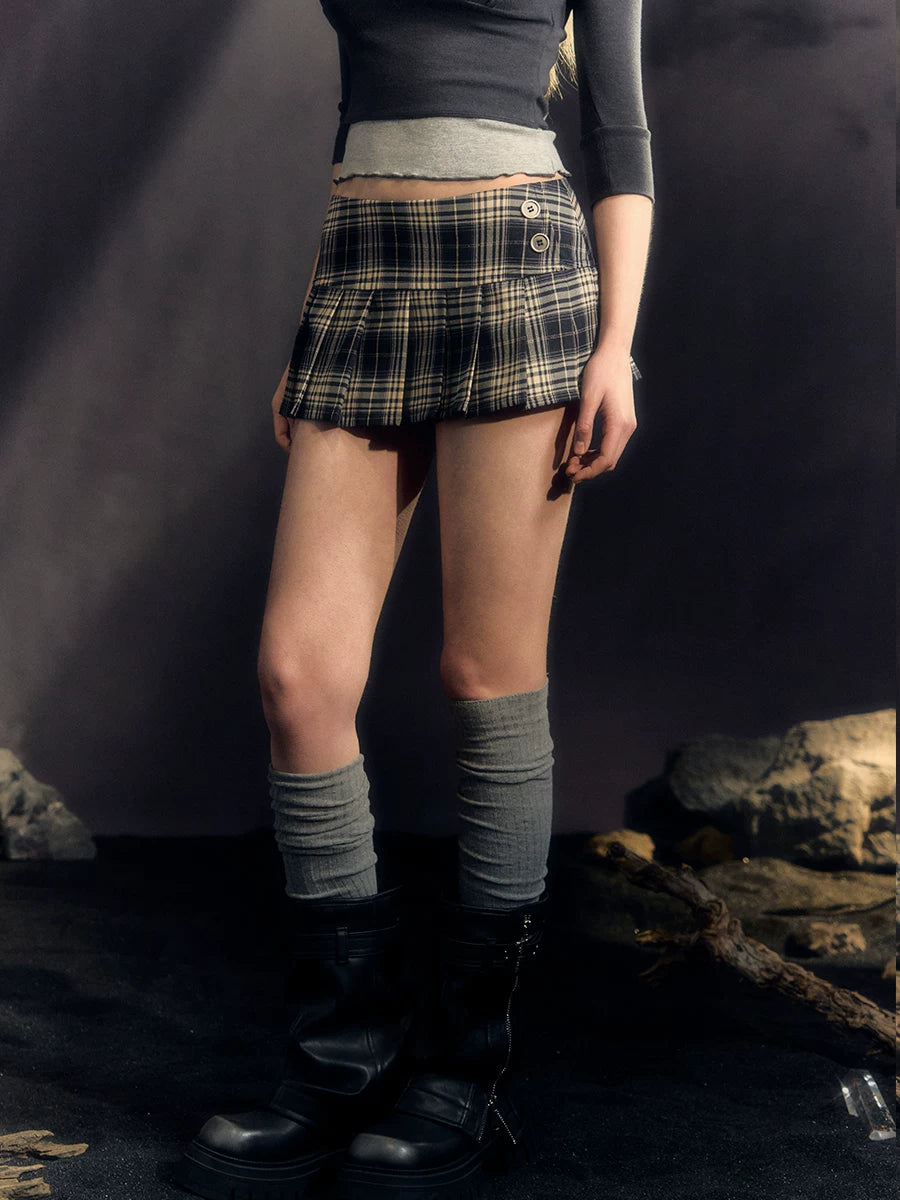 Plaid Pleated Mini Skirt