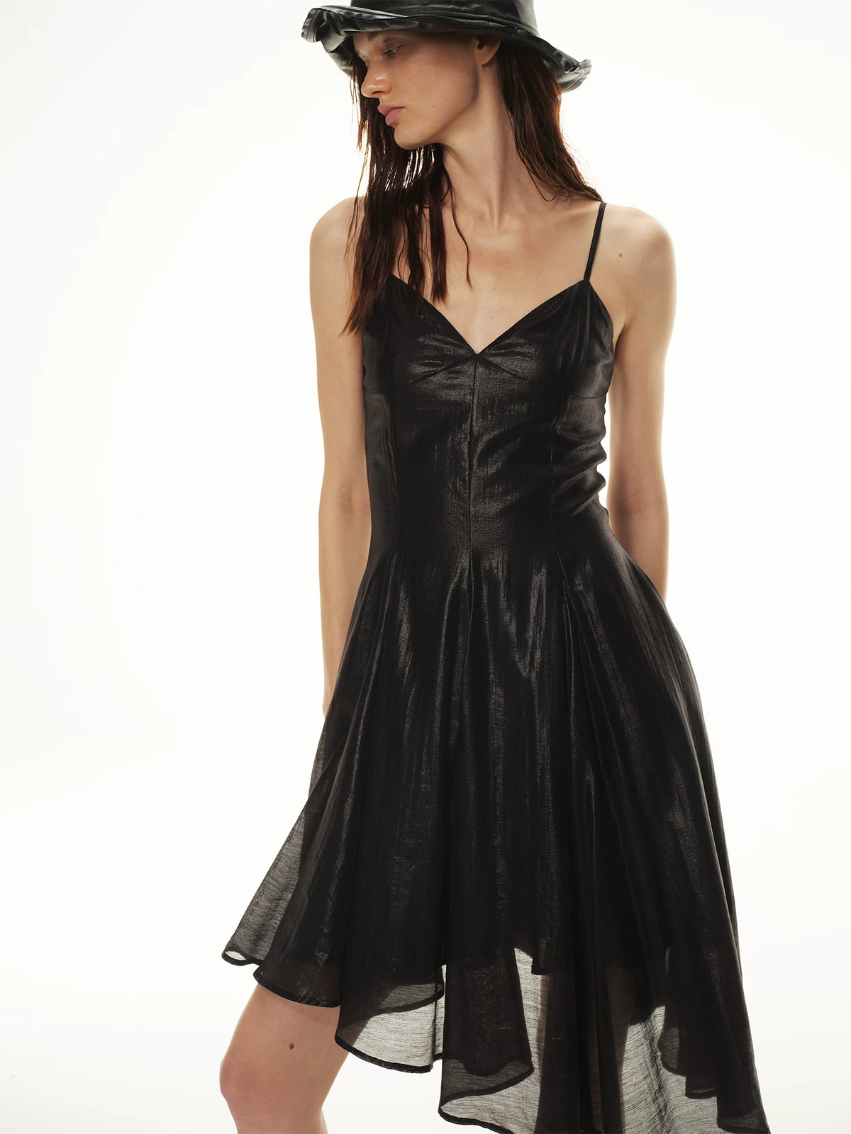 Coated Silk Little Black Dress