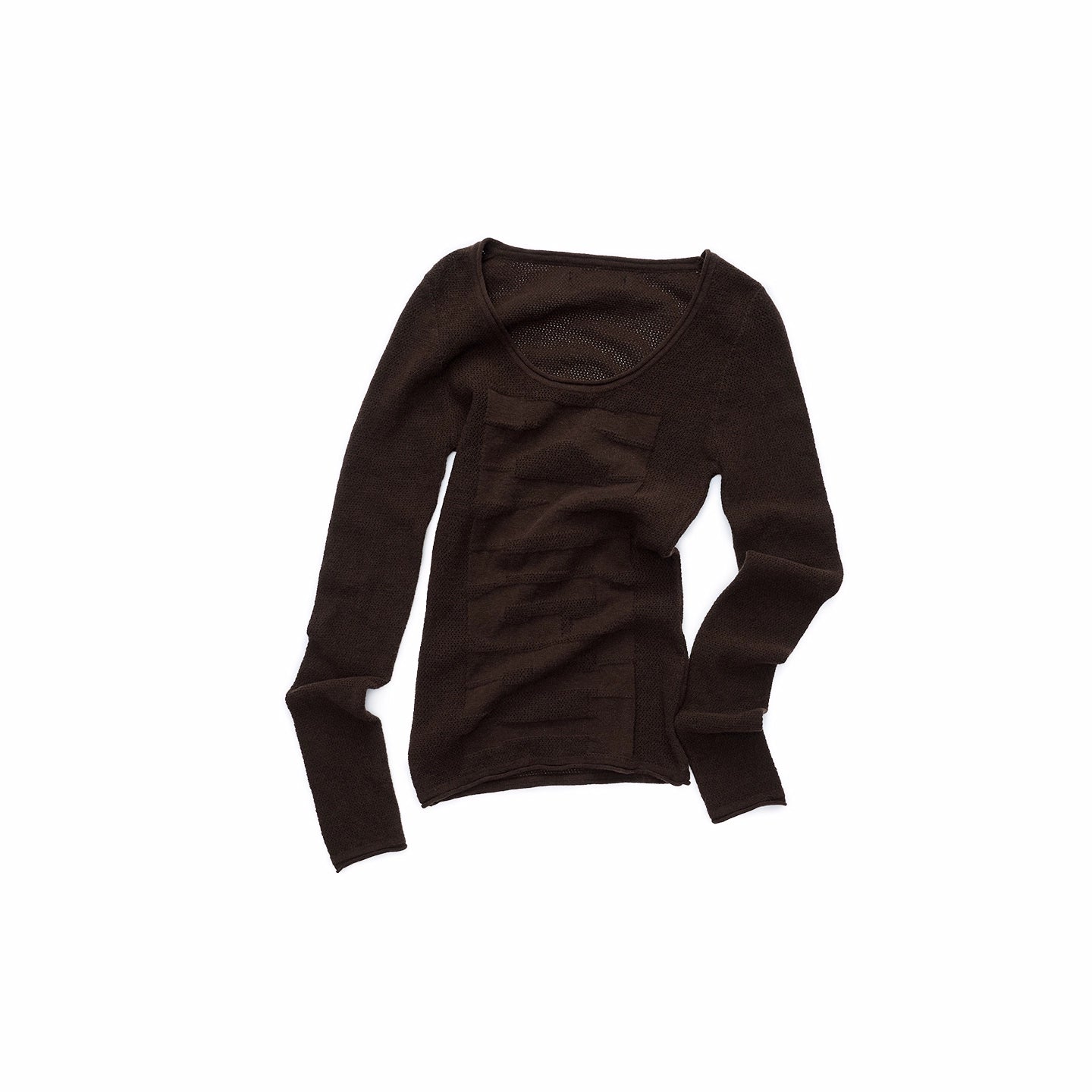 Crewneck Textured Open-Knit Wool Sweater