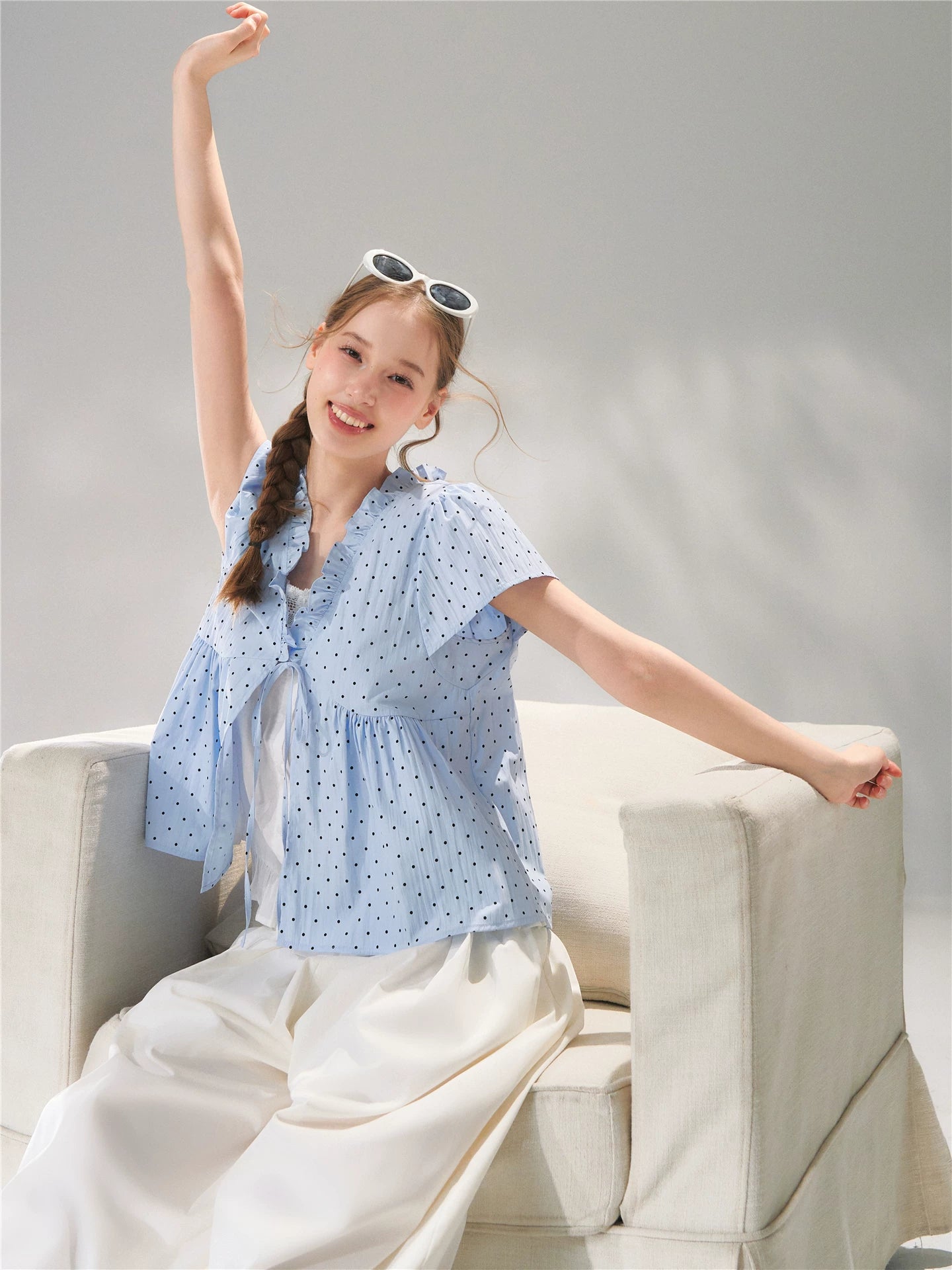 Polka Dot Ruffle Blouse