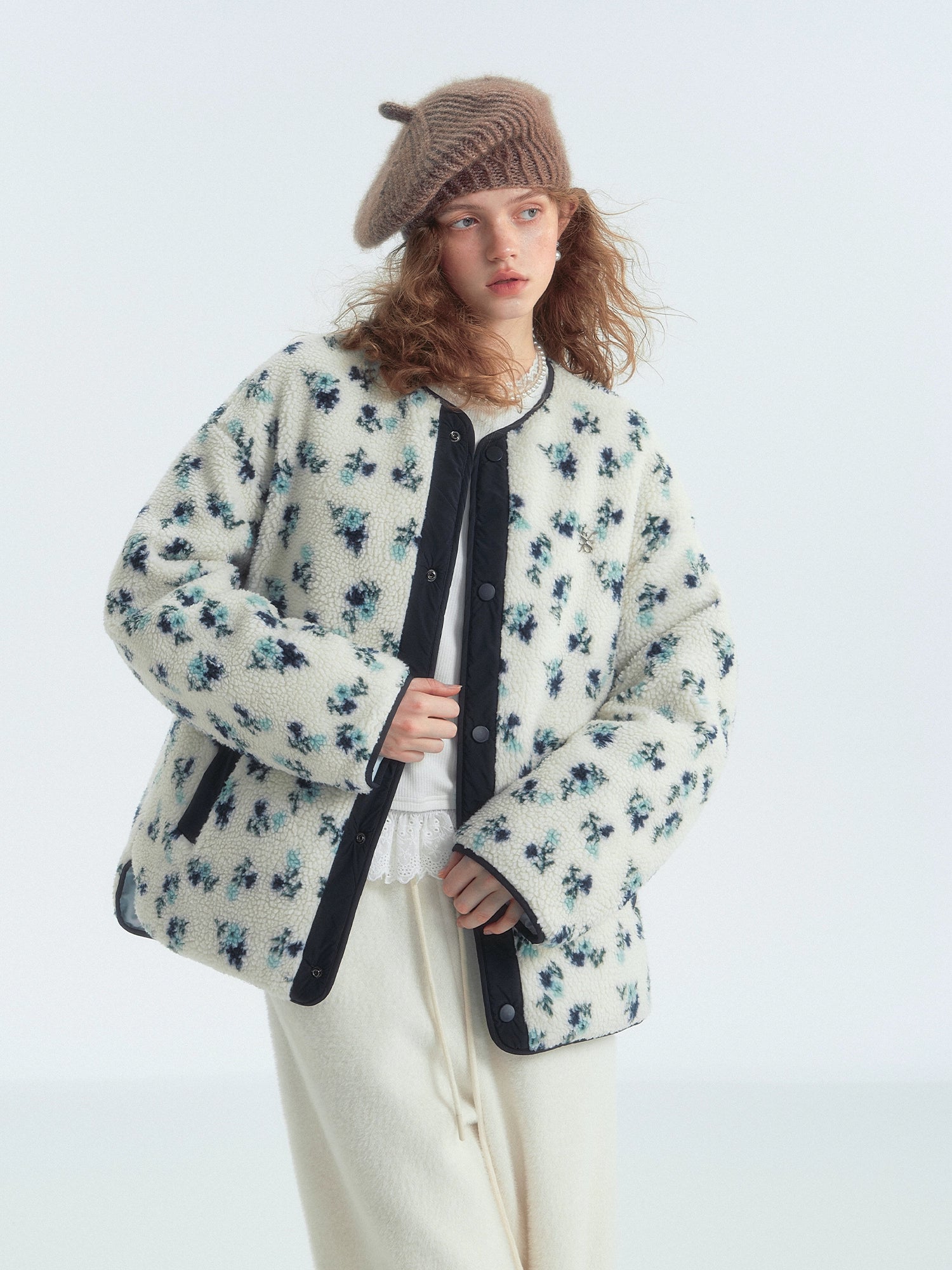 Collarless Colorblock Down Jacket