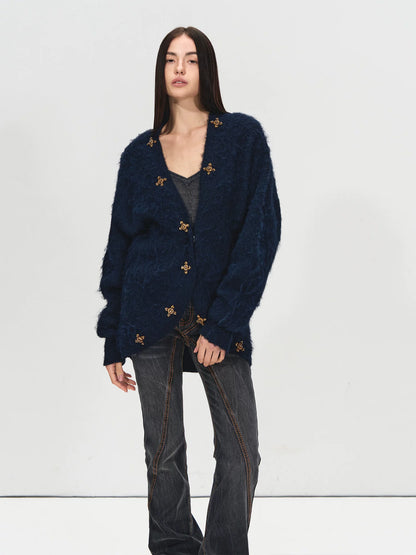 Beaded Alpaca Knit Cardigan