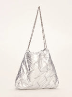 Gray Embroidered Chain Bag