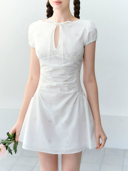 Embroidered Bow Dress