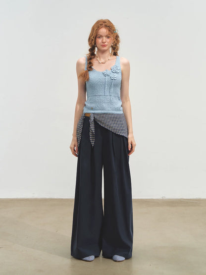 Three-dimensional Handmade Flower Crochet Tank Top
