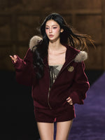 Wool-Blend Hooded Shorts Set