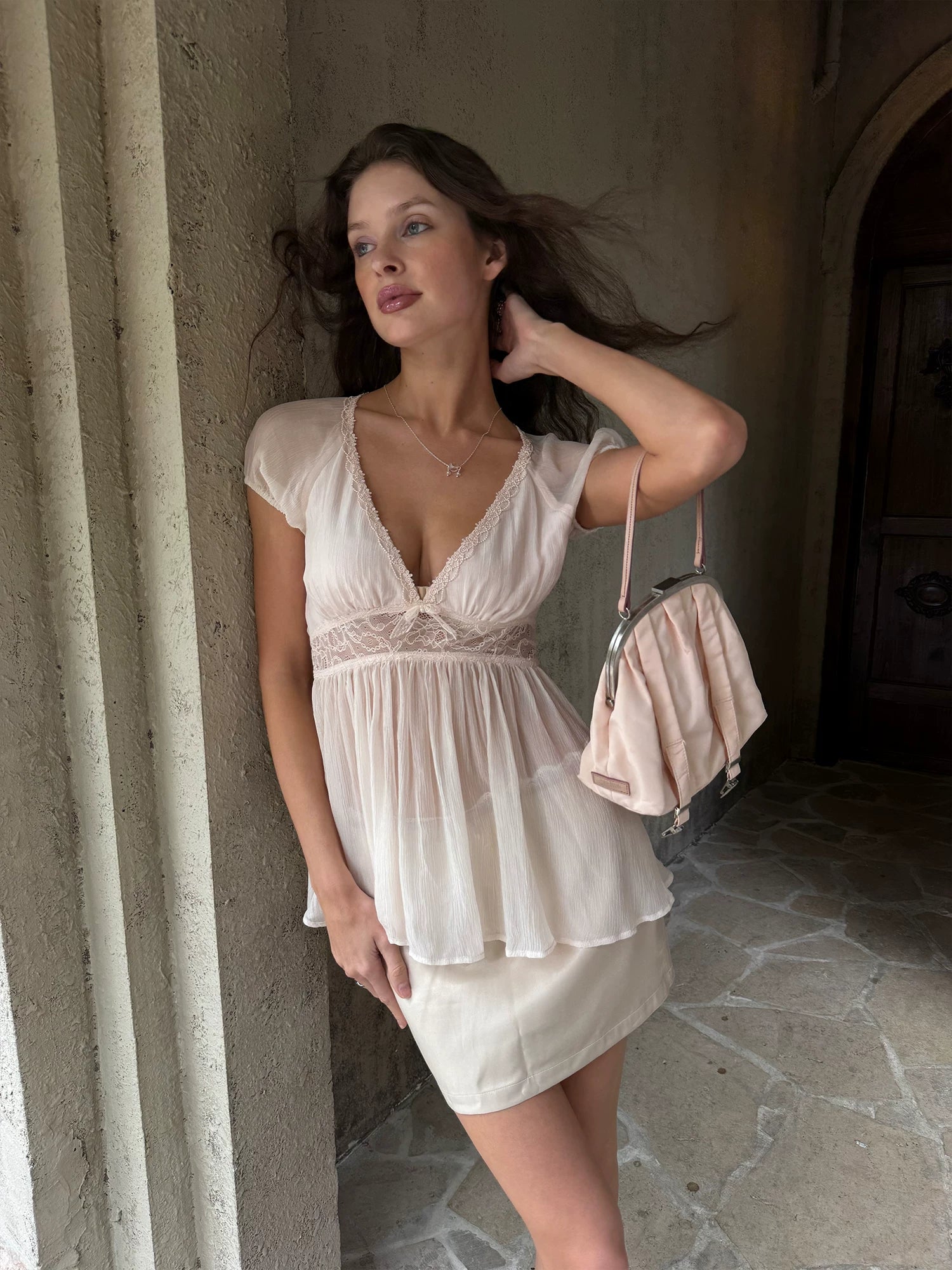 Blush Lace Rayon Top
