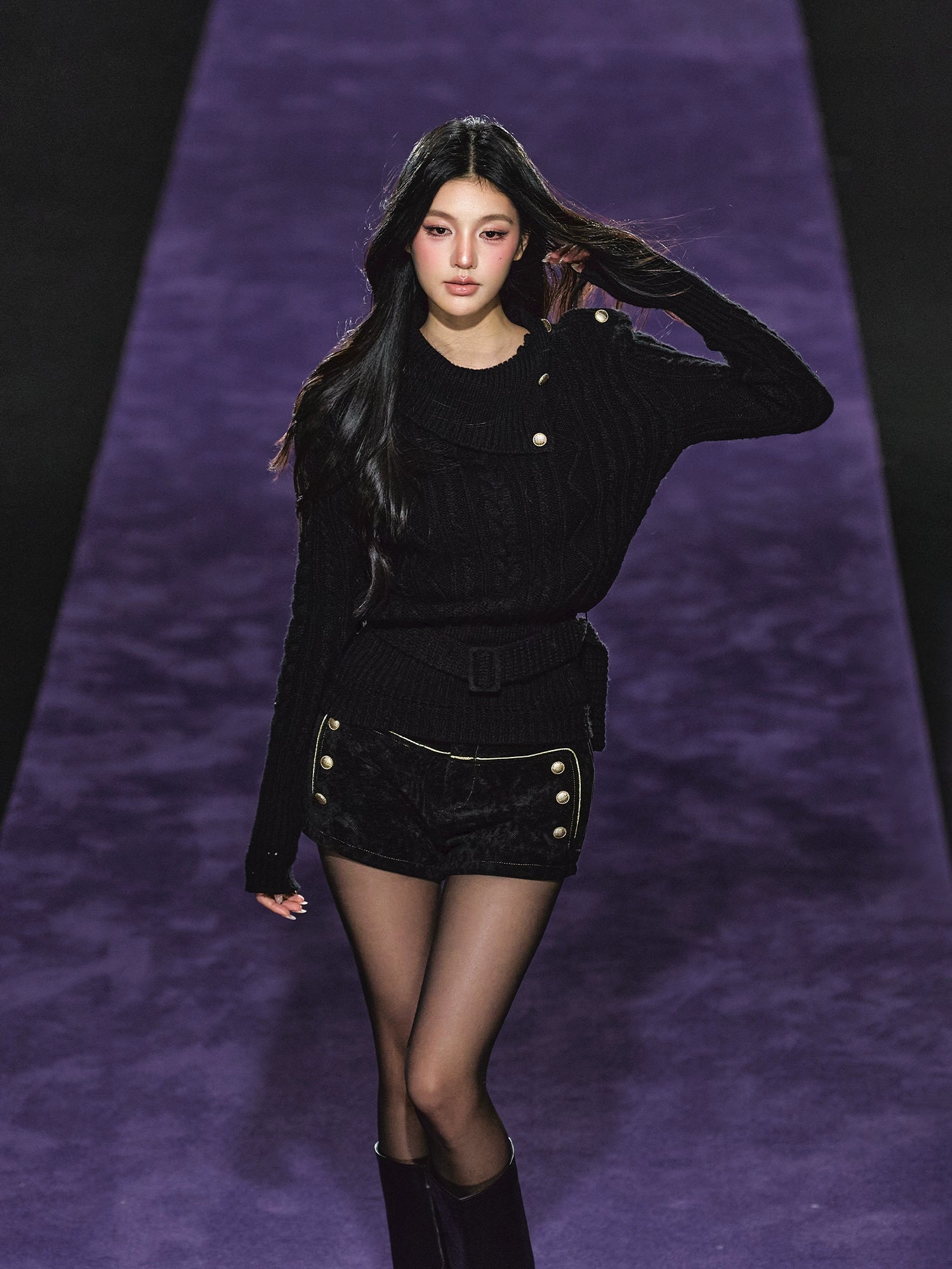 Wool Cable Mock-Neck Sweater