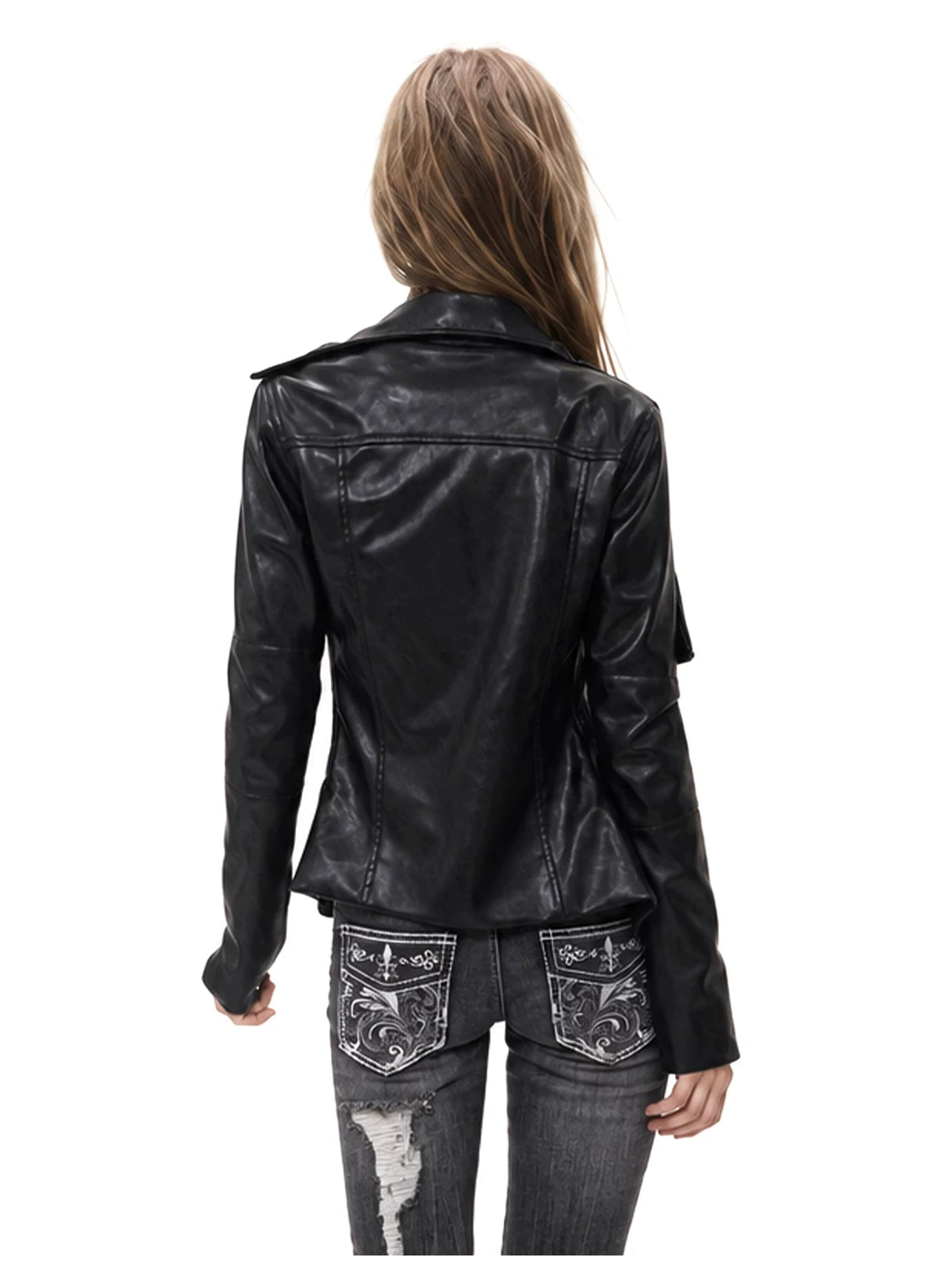 Napoleon Double Zipper Faux Leather Jacket