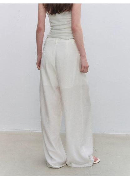 White Lace Overlay Wide Pants