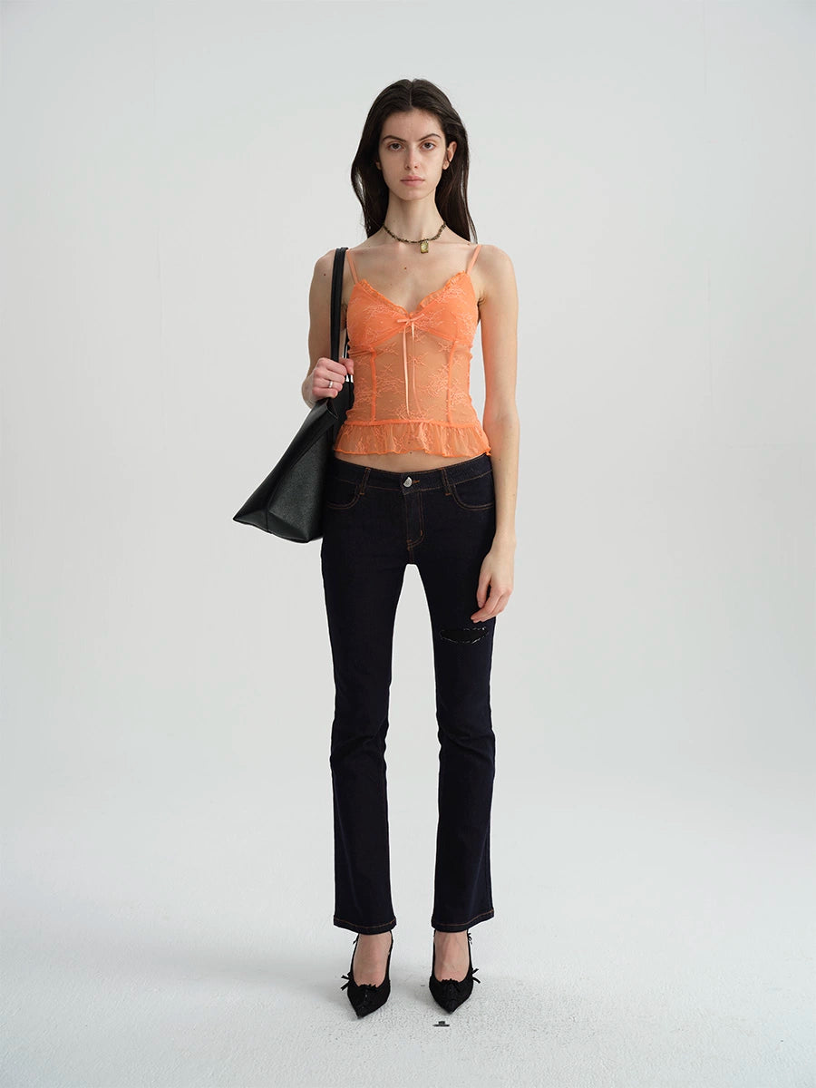 Dual-Tone Lace Trim Cami