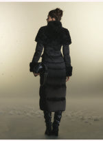 White Duck Down Waist-Coated Long Down Jacket