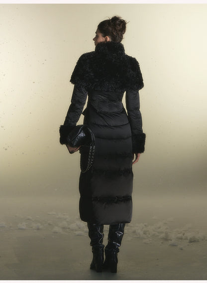 White Duck Down Waist-Coated Long Down Jacket