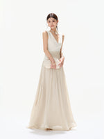 Contrast Pleated Satin Maxi Dress