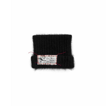 Knitted Cat-Ear Beanie with Hand-Stitched Label