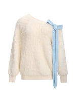 Bow Tie Off-Shoulder Knit Sweater