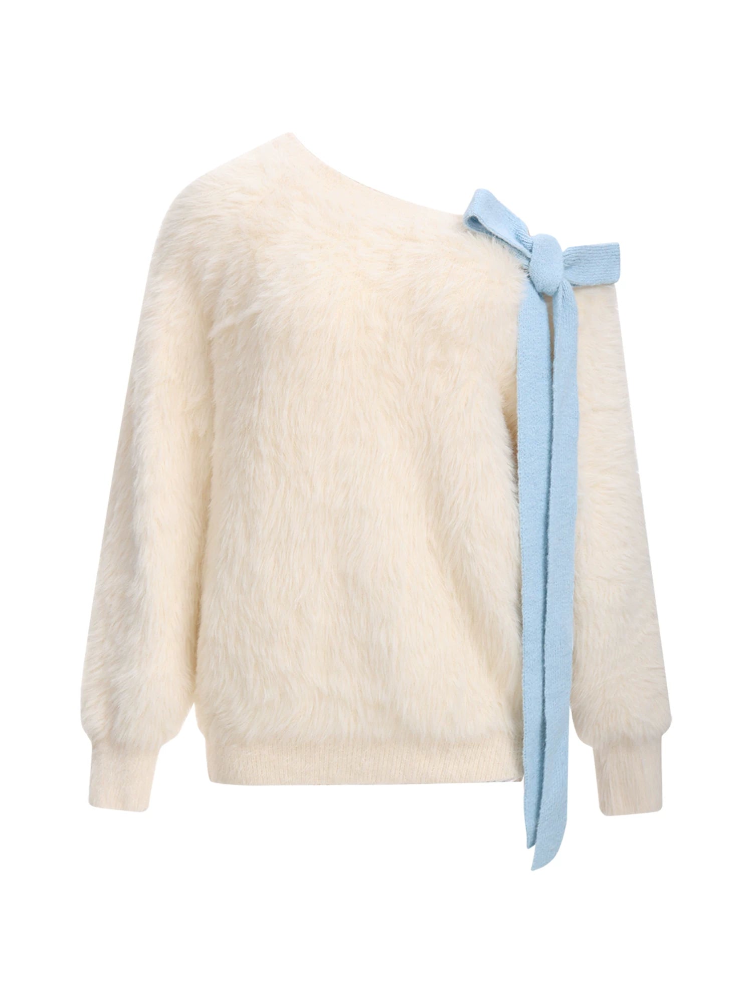 Bow Tie Off-Shoulder Knit Sweater