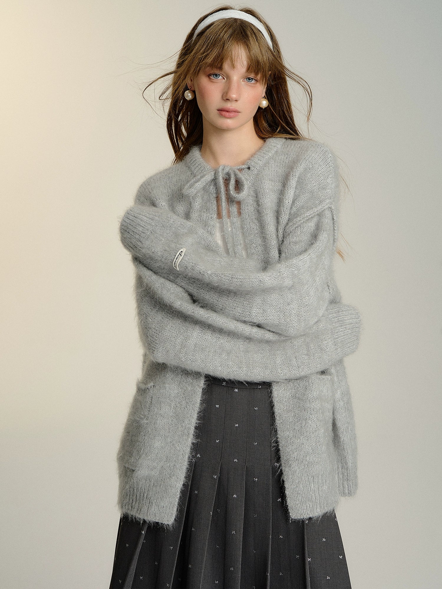Plush Drawstring Cardigan