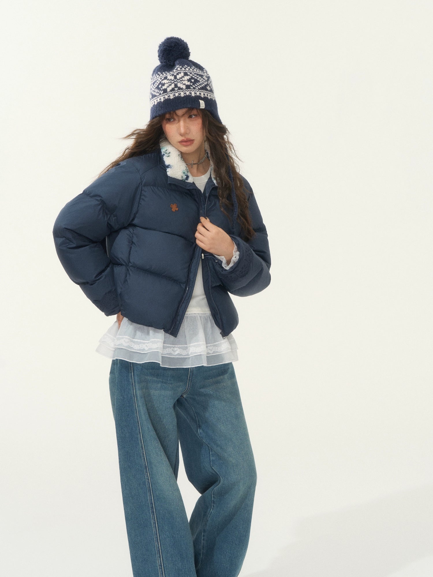 Fur-Trim Short Puffer