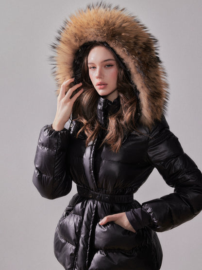 Fox Fur Large Collar Hooded Short Down Jacket