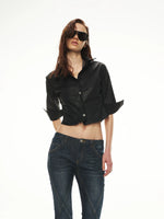 Coated Cutout Short Shirt