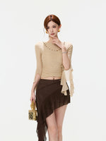 Ruched Mesh Chain Top