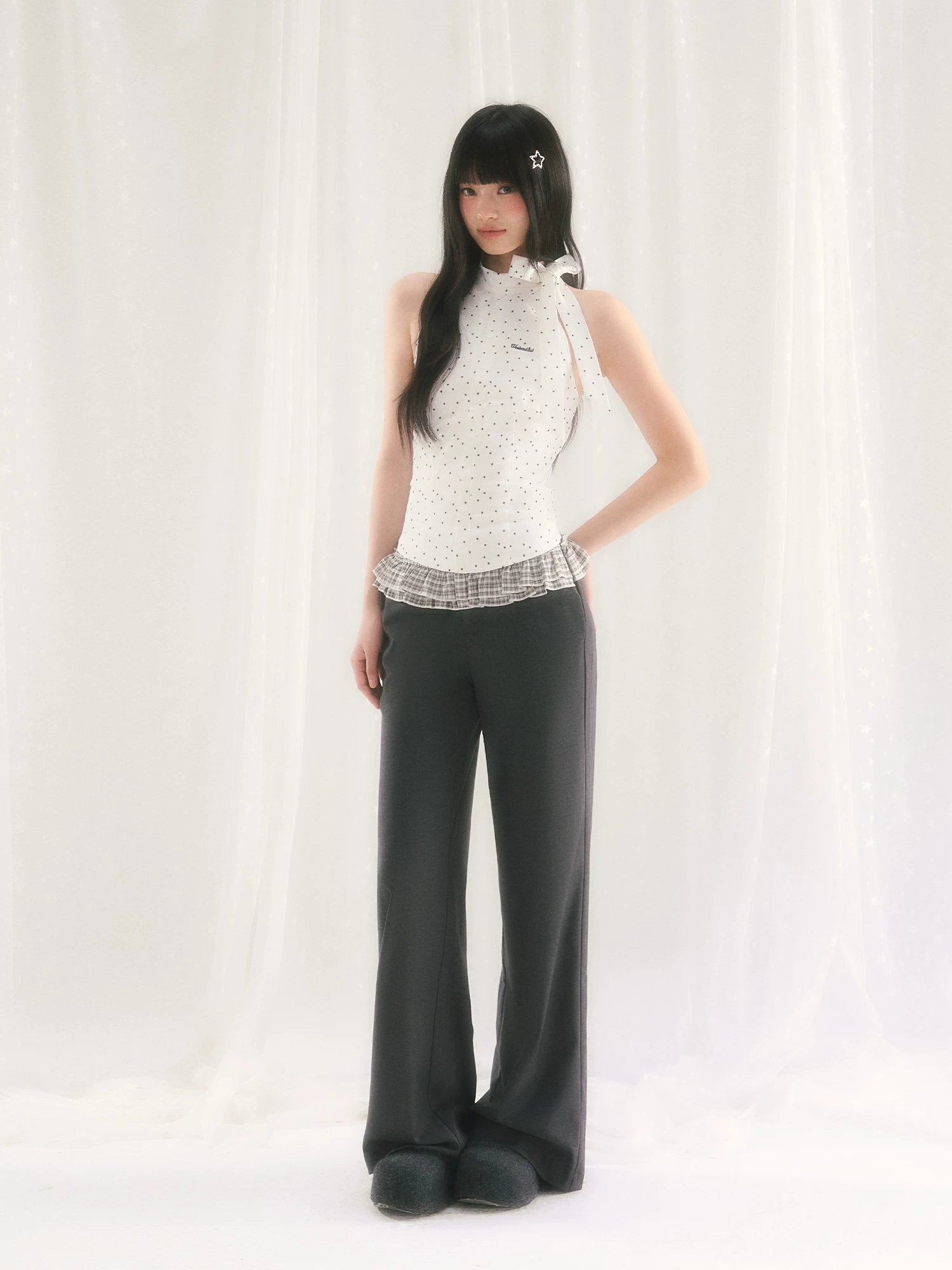 White Star Printed Halter Top