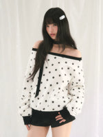 Star Print Off-Shoulder Sweatshirt