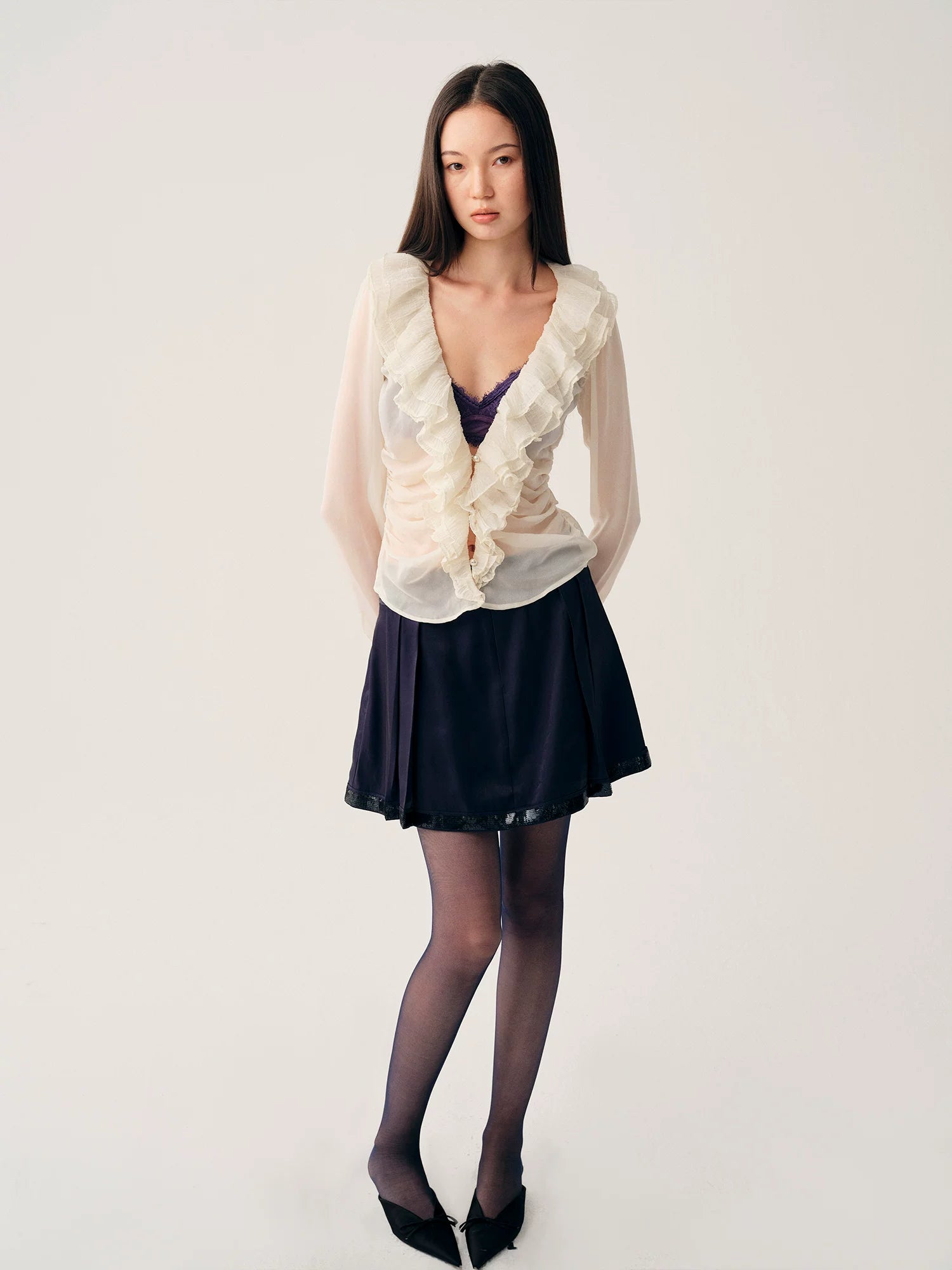 Ruffle V-Neck Blouse